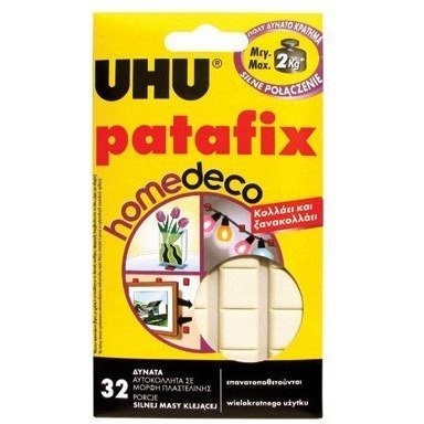 Masa samoprzylepna UHU PATAFIX HOMEDECO do 2kg (32 kwadraty) (40015) Masa samoprzylepna UHU PATAFIX HOMEDECO do 2kg (32 kwadraty) (40015)