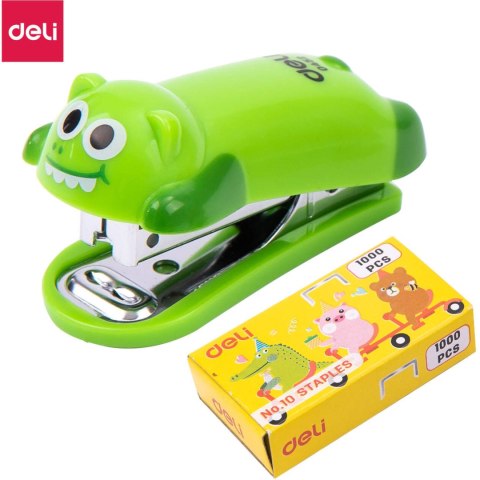 Zszywacz do 15 kartek zszywki 10 krokodyl zielony E0452 GREEN DELI Zszywacz do 15 kartek zszywki 10 krokodyl zielony E0452 GREEN DELI