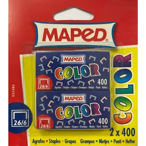 Zszywki 26/6 kolorowe 2x400szt. 032480 MAPED Zszywki 26/6 kolorowe 2x400szt. 032480 MAPED