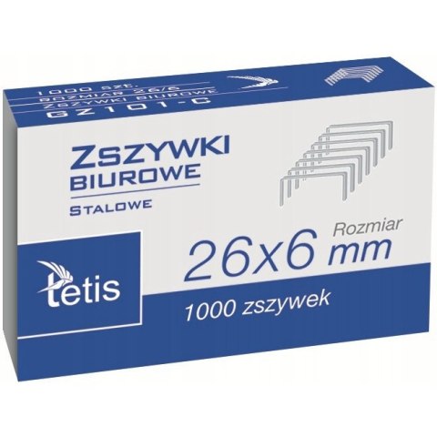 Zszywki biurowe 26/6 1000szt. GZ101-C TETIS Zszywki biurowe 26/6 1000szt. GZ101-C TETIS