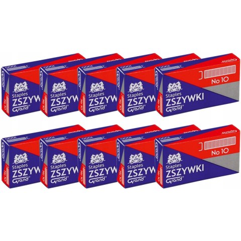 Zszywki nr 10 GRAND 10 paczek x 1000sztuk 110-1389 Zszywki nr 10 GRAND 10 paczek x 1000sztuk 110-1389