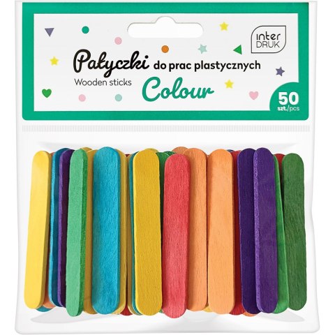 Kolorowe patyczki do prac plastycznych 65x10 50szt. INTERDRUK Kolorowe patyczki do prac plastycznych 65x10 50szt. INTERDRUK