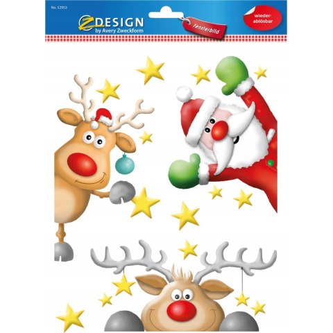 Naklejki foliowe Z-Design na okno - mikołaje i renifery 52953 AVERY ZWECKFORM Naklejki foliowe Z-Design na okno - mikołaje i renifery 52953 AVERY ZWECKFORM