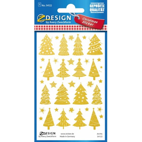 Naklejki foliowe z transparentnym tłem - złote choinki i gwiazdki Z-Design 54122 AVERY ZWECKFORM Naklejki foliowe z transparentnym tłem - złote choinki i gwiazdki Z-Design 54122 AVERY ZWECKFORM
