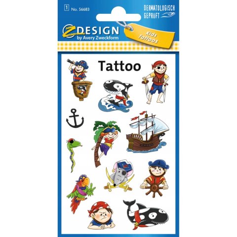 Naklejki tatuaże dla dzieci PIRACI 56683 Z-DESIGN KIDS TATTOO AVERY ZWECKFORM Naklejki tatuaże dla dzieci PIRACI 56683 Z-DESIGN KIDS TATTOO AVERY ZWECKFORM