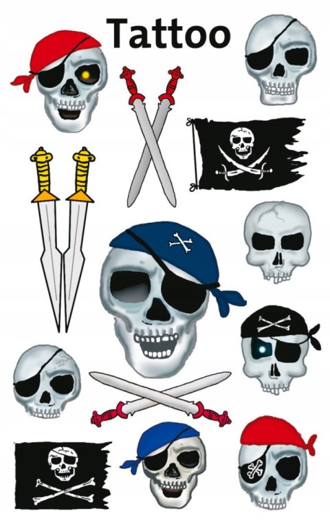 Naklejki tatuaże dla dzieci PIRACI-CZASZKI 56632 Z-DESIGN KIDS TATTOO AVERY ZWECKFORM Naklejki tatuaże dla dzieci PIRACI-CZASZKI 56632 Z-DESIGN KIDS TATTOO AVERY ZWECKFORM