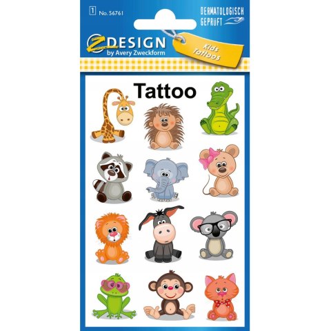 Naklejki tatuaże dla dzieci ZWIERZĄTKA 56761 Z-DESIGN KIDS TATTOO AVERY ZWECKFORM Naklejki tatuaże dla dzieci ZWIERZĄTKA 56761 Z-DESIGN KIDS TATTOO AVERY ZWECKFORM