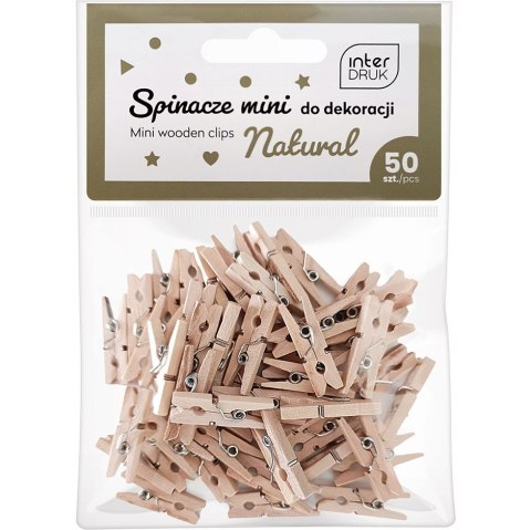 Naturalne spinacze do dekoracji MINI 50szt. INTERDRUK Naturalne spinacze do dekoracji MINI 50szt. INTERDRUK