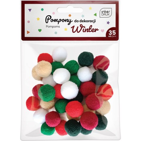 Pompony do dekoracji 35szt. WINTER INTERDRUK Pompony do dekoracji 35szt. WINTER INTERDRUK