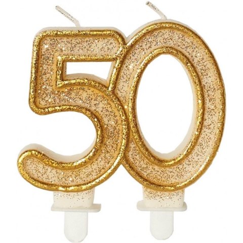 Świeczka urodzinowa złoty brokat SF-057 (50) GO PARTY Świeczka urodzinowa złoty brokat SF-057 (50) GO PARTY