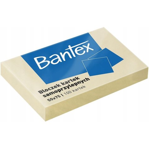 Bloczek samoprzylepny 50x75mm 100k żółty 400086385 BANTEX Bloczek samoprzylepny 50x75mm 100k żółty 400086385 BANTEX