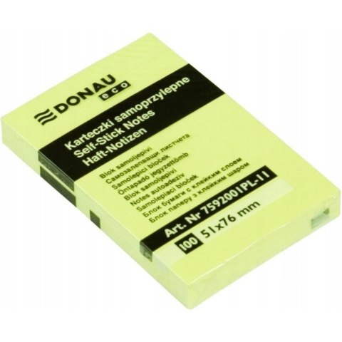 Bloczek samoprzylepny 51x76mm 100k żółty DONAU ECO 7592001PL-11 Bloczek samoprzylepny 51x76mm 100k żółty DONAU ECO 7592001PL-11