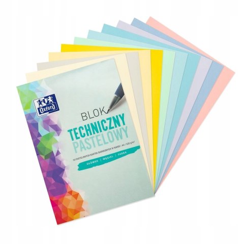 Blok techniczny A4 10k 225g pastelowy 400166068 OXFORD Blok techniczny A4 10k 225g pastelowy 400166068 OXFORD