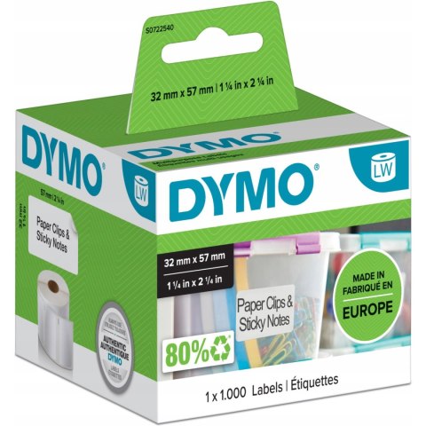 Etykiety DYMO 57x32 biała różnego przeznaczenia S0722540 Etykiety DYMO 57x32 biała różnego przeznaczenia S0722540