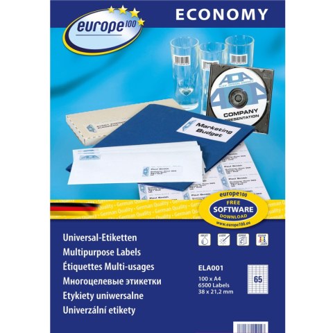 Etykiety ECONOMY A4 białe 38x21.2mm ELA001 AVERY ZWECKFORM Etykiety ECONOMY A4 białe 38x21.2mm ELA001 AVERY ZWECKFORM