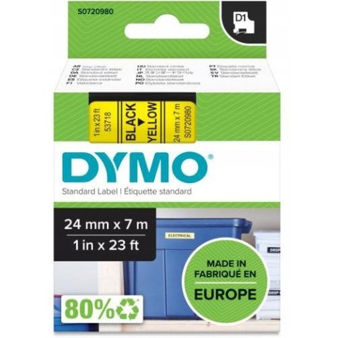 Taśma czarny nadruk na żółtym 24mm x 7m DYMO S0720980 Taśma czarny nadruk na żółtym 24mm x 7m DYMO S0720980