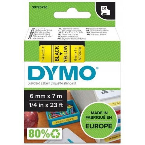 Taśma czarny nadruk na żółtym 6mm x 7m DYMO S0720790 Taśma czarny nadruk na żółtym 6mm x 7m DYMO S0720790