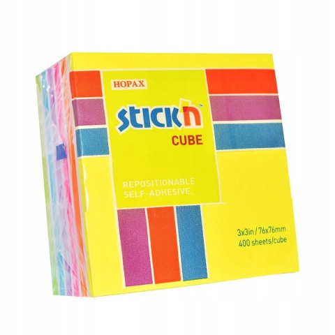 Bloczek STICK"N 76x76mm 400k mix neonowy 6 kolorów 21539 Bloczek STICK"N 76x76mm 400k mix neonowy 6 kolorów 21539