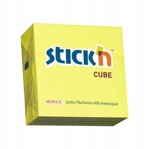 Bloczek STICK"N 76x76mm 400k żółty neonowy 21010 Bloczek STICK"N 76x76mm 400k żółty neonowy 21010