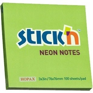 Bloczek STICK"N 76x76mm zielony neonowy 100k 21167 STICK"N Bloczek STICK"N 76x76mm zielony neonowy 100k 21167 STICK"N