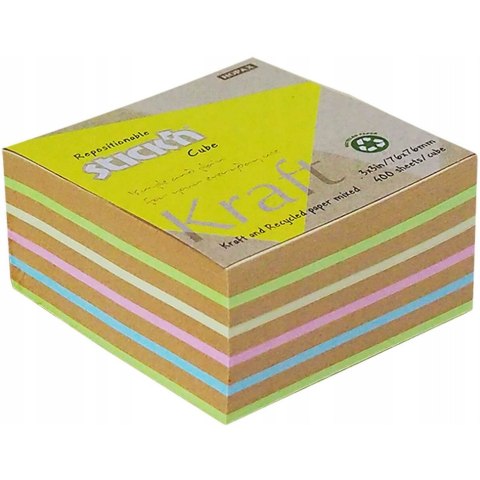 Bloczek nieklejony 76x76mm 400k 5 kolorów KRAFT 21824 STICK`N Bloczek nieklejony 76x76mm 400k 5 kolorów KRAFT 21824 STICK`N