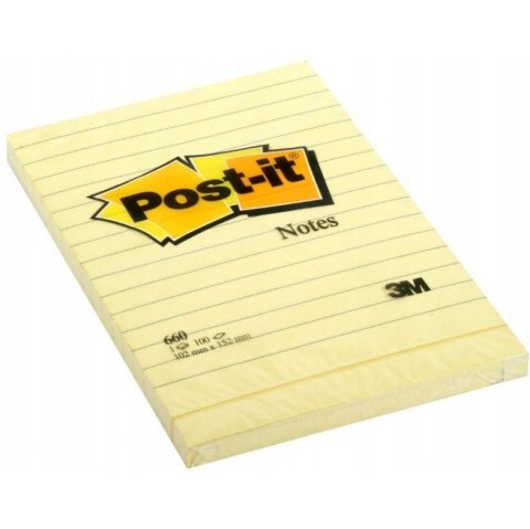 Bloczek samoprzylepny 102x152mm 100k żółty linia 660 POST-IT UU009543644 3M Bloczek samoprzylepny 102x152mm 100k żółty linia 660 POST-IT UU009543644 3M