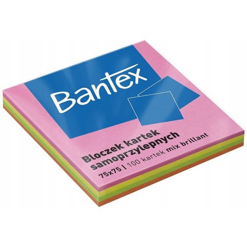 Bloczek samoprzylepny 75x75mm 100k mix kolorów 400086389 BANTEX Bloczek samoprzylepny 75x75mm 100k mix kolorów 400086389 BANTEX