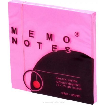 Bloczek samoprzylepny 75x75mm 80k różowy intenssywny MEMO DALPO Bloczek samoprzylepny 75x75mm 80k różowy intenssywny MEMO DALPO