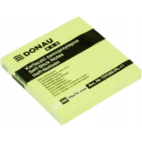 Bloczek samoprzylepny 76x76mm 100k żółty DONAU ECO 7593001PL-11 Bloczek samoprzylepny 76x76mm 100k żółty DONAU ECO 7593001PL-11