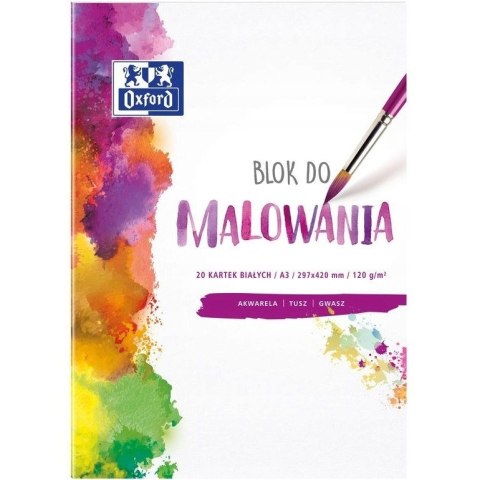 Blok do malowania A3 20k 120g biały 400093196 OXFORD Blok do malowania A3 20k 120g biały 400093196 OXFORD