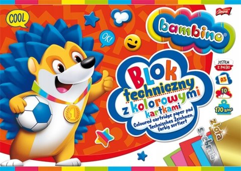Blok techniczny A3 10k kolorowe kartki złota i srebrna BAMBINO Blok techniczny A3 10k kolorowe kartki złota i srebrna BAMBINO