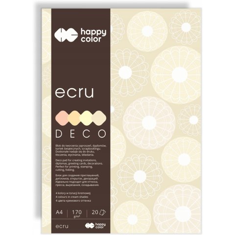 Blok z papierem barwionym A4 20k 170g 4 kolory DECO ECRU HA 3717 2030-092 HAPPY COLOR Blok z papierem barwionym A4 20k 170g 4 kolory DECO ECRU HA 3717 2030-092 HAPPY COLOR