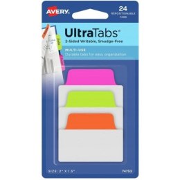Zakładki indeksujące samoprzylepne 50,8x38,1mm przezroczyste z neonową zakładką Ultra Tabs 74753 AVERY ZWECKFORM