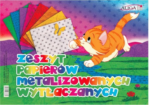 Zeszyt papierów metalizowanych wytłaczany, 8 wzorów i kolorów B5, ZPMW-6385 ALIGA Zeszyt papierów metalizowanych wytłaczany, 8 wzorów i kolorów B5, ZPMW-6385 ALIGA