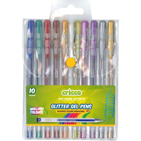 Długopisy żelowe brokatowe 10 kolorów CRICCO w etui CR815W10 Długopisy żelowe brokatowe 10 kolorów CRICCO w etui CR815W10