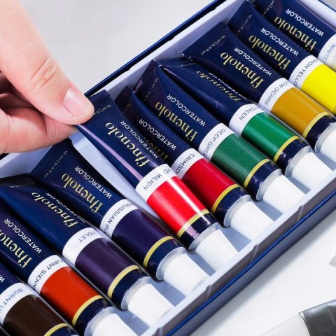 Farby akwarelowe FINENOLO 12 kolorów 12ml tuba EC19-12 DELI Farby akwarelowe FINENOLO 12 kolorów 12ml tuba EC19-12 DELI