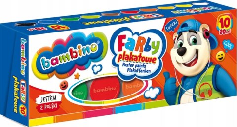 Farby plakatowe BAMBINO 10 kol.20ml ST.MAJEWSKI Farby plakatowe BAMBINO 10 kol.20ml ST.MAJEWSKI