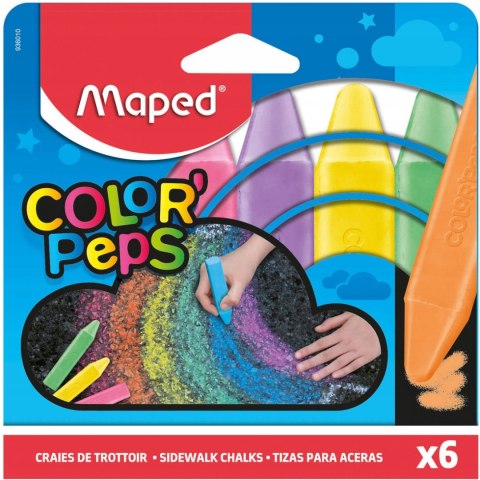Kreda chodnikowa COLOR PEPS 6 kolorów, pud z zawieszką 936010 MAPED Kreda chodnikowa COLOR PEPS 6 kolorów, pud z zawieszką 936010 MAPED