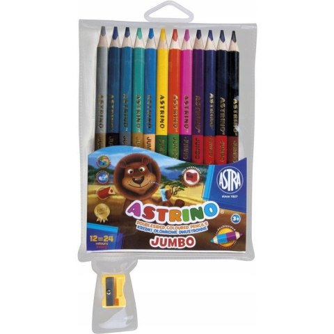 Kredki dwustronne okrągłe JUMBO 12/24 kolory + temperówka 312116003 ASTRINO Kredki dwustronne okrągłe JUMBO 12/24 kolory + temperówka 312116003 ASTRINO