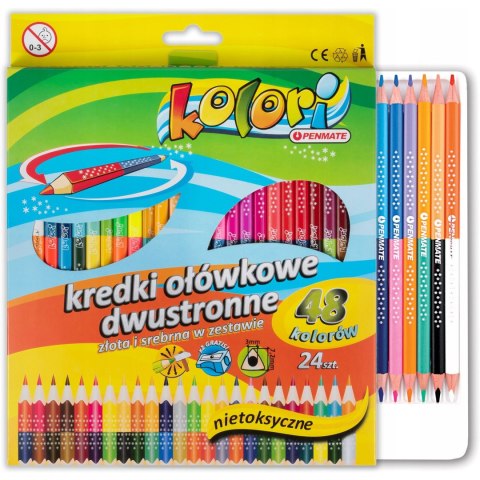 Kredki ołówkowe trójkątne dwust.24/48k.+ temperówk TT7537 PENMATE Kredki ołówkowe trójkątne dwust.24/48k.+ temperówk TT7537 PENMATE