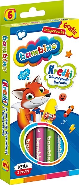 Kredki w oprawie drewnianej BAMBINO 6 kolorów z glinki kaolinowej + temperówka St.Majewski Kredki w oprawie drewnianej BAMBINO 6 kolorów z glinki kaolinowej + temperówka St.Majewski