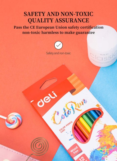 Kredki ołówkowe bezdrzewne COLORUN 12 kolorów EC00100 DELI Kredki ołówkowe bezdrzewne COLORUN 12 kolorów EC00100 DELI