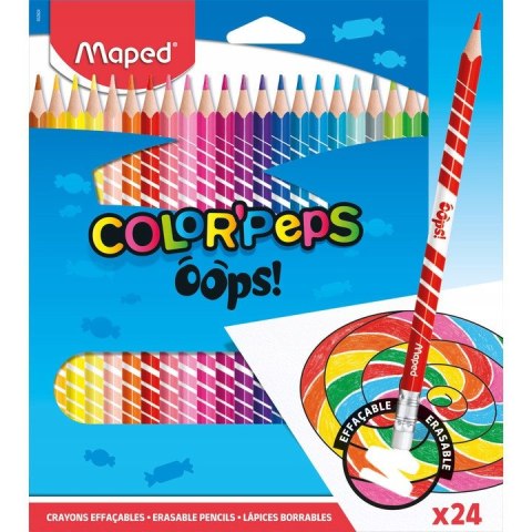 Kredki trójkątne ścieralne z gumką 24kol. OOPS 832824 COLORPEPS MAPED Kredki trójkątne ścieralne z gumką 24kol. OOPS 832824 COLORPEPS MAPED