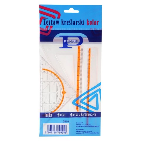 Zestaw kreślarski kolor z linijką 16cm w etui 2010 Zestaw kreślarski kolor z linijką 16cm w etui 2010