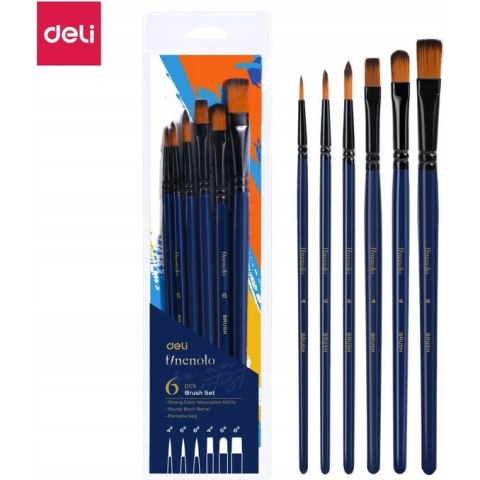 Zestaw pędzli FINENOLO 6szt miękki nylon EC277 DELI Zestaw pędzli FINENOLO 6szt miękki nylon EC277 DELI