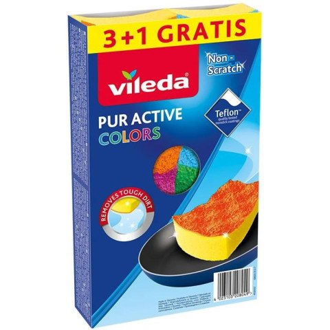 Gąbka VILEDA PUR ACTIVE Colours 7x15cm (3+1 szt) 4kolory 4032052 Gąbka VILEDA PUR ACTIVE Colours 7x15cm (3+1 szt) 4kolory 4032052