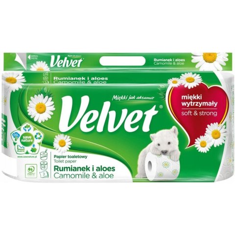 Papier toaletowy VELVET (8 rolek) 3 warstwy zapach RUMIANEK Papier toaletowy VELVET (8 rolek) 3 warstwy zapach RUMIANEK