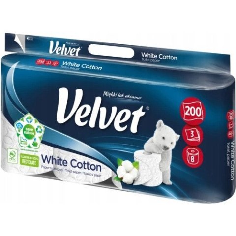 Papier toaletowy VELVET EXCELLENCE (8 rolek) 3 warstwy biały Papier toaletowy VELVET EXCELLENCE (8 rolek) 3 warstwy biały