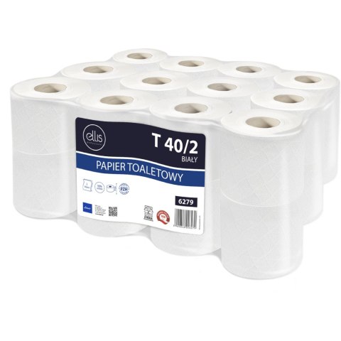 Papier toaletowy biały(24 rolki) 9cm*40m 2 warstwy 100% celuloza T 40/2 6279 ELLIS PROFESSIONAL Papier toaletowy biały(24 rolki) 9cm*40m 2 warstwy 100% celuloza T 40/2 6279 ELLIS PROFESSIONAL