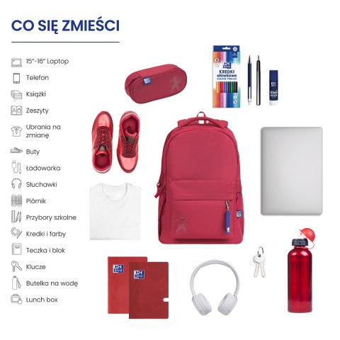 Plecak szkolny żurawinowy 400182154 OXFORD Plecak szkolny żurawinowy 400182154 OXFORD